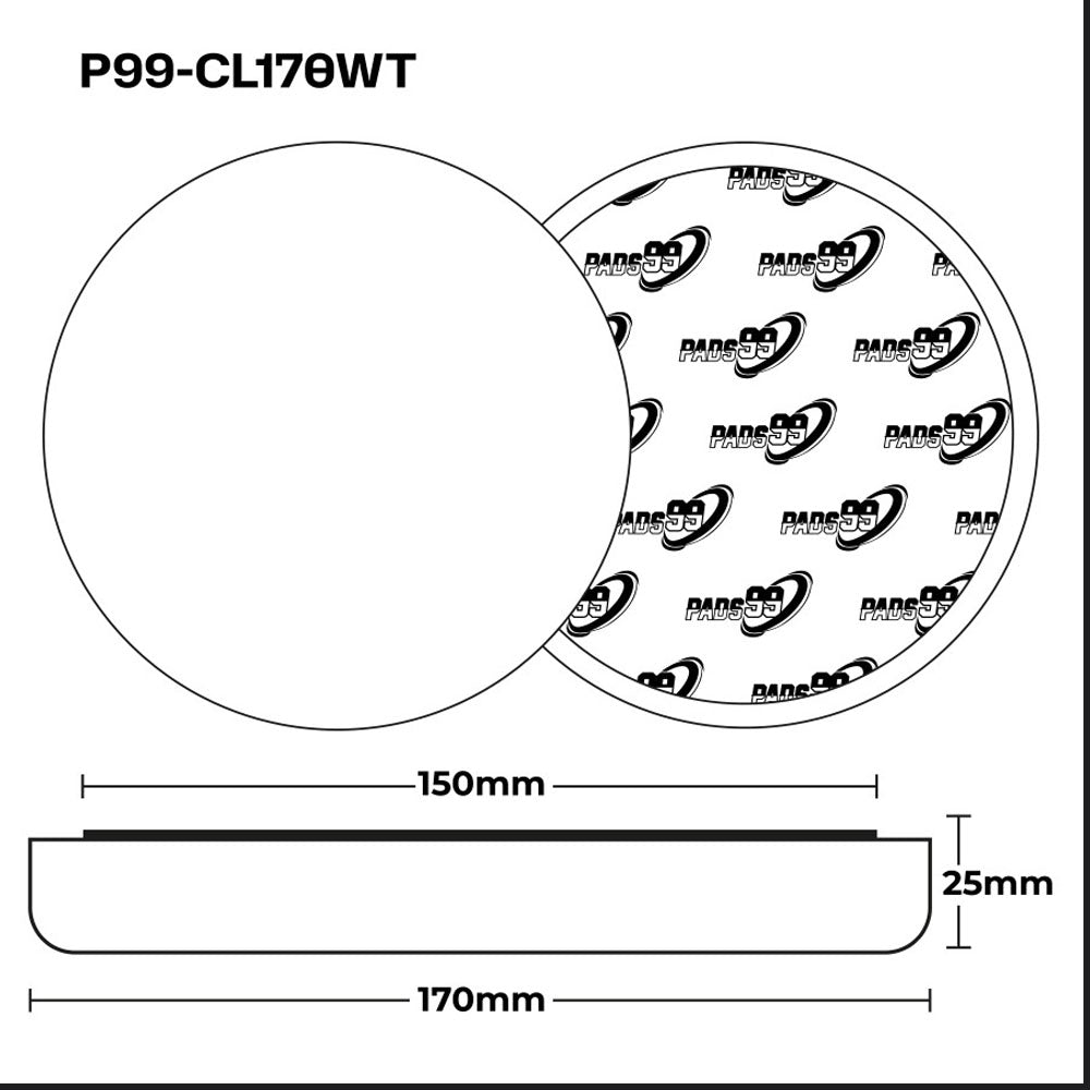 Pads99 Pad Classic Pad Blanco Medio Rotativa 150mm